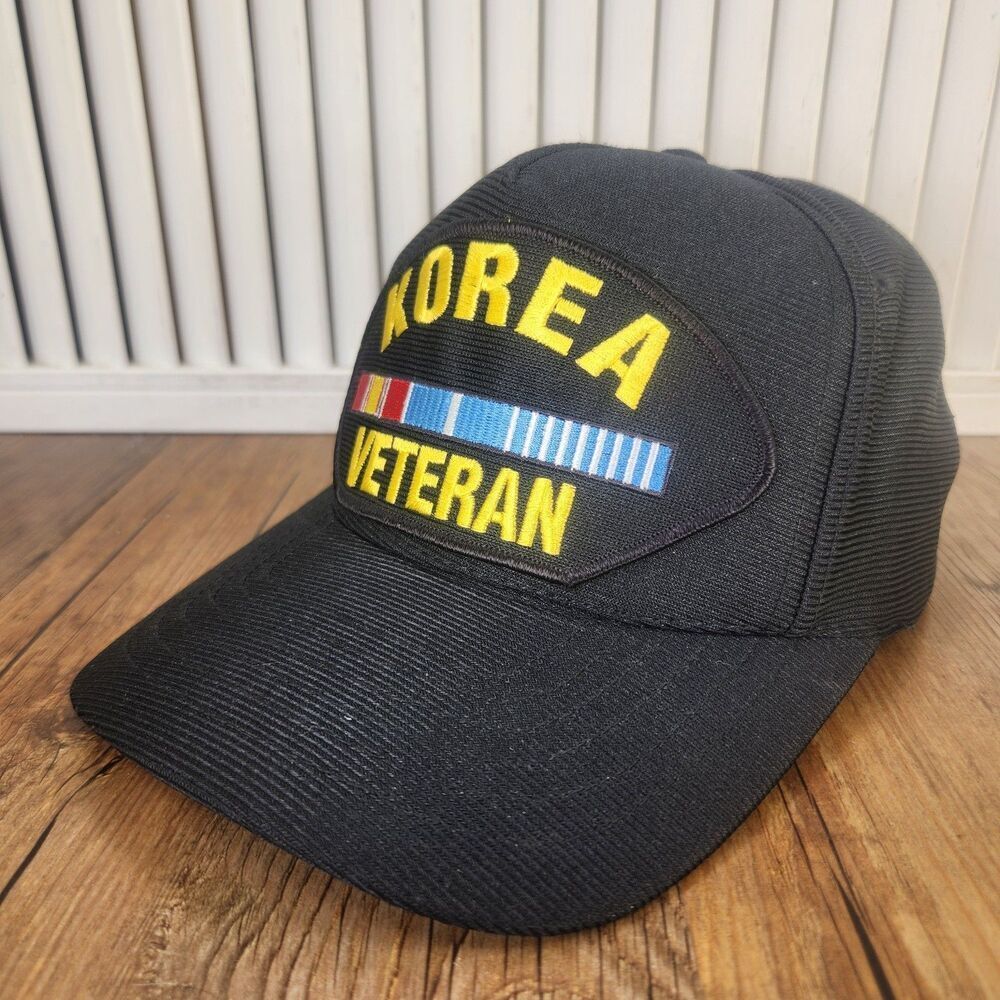 Metals of America Korea Veteran Snapback Hat Cap Black Patch Service USA Made